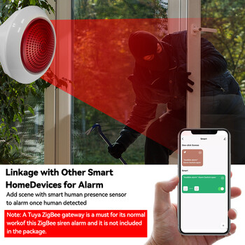 Meian Tuya 100dB Siren Alarm Безжична сирена Alarma Linkage Security Protection Control Via Smart Life APP ZigBee 3.0 Gateway