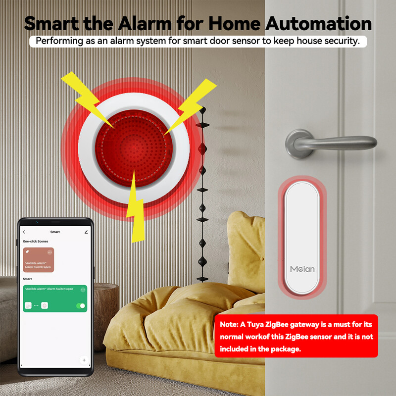 Meian Tuya 100dB Sirena Alarmă Wireless Sirena Alarma Linkage Control de protecție de securitate prin Smart Life APP ZigBee 3.0 Gateway