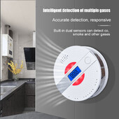 ACJ 2 in 1 LED digitaalne kaas-/suitsualarm vingugaasi detektor häälhoiatuse andur Kodu turvalisuse kaitse kõrge tundlikkusega