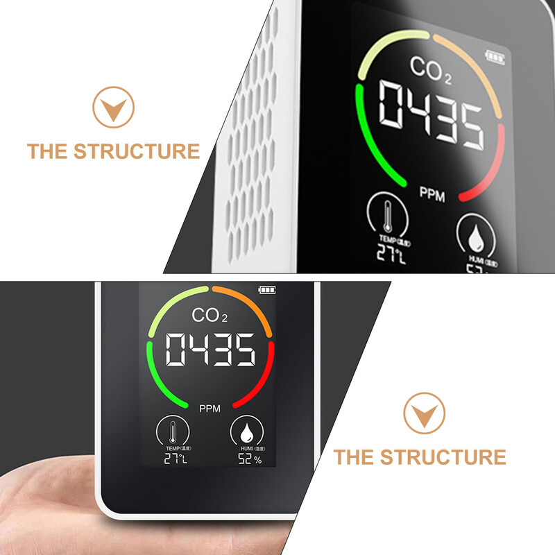 Co2 aptikimo jutiklis, dujų analizatorius, drėgmės temperatūros testeris, anglies dioksido oro kokybės matuoklis, guminis monitorius