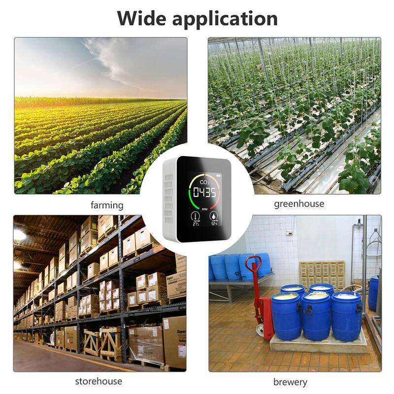 Co2 aptikimo jutiklis, dujų analizatorius, drėgmės temperatūros testeris, anglies dioksido oro kokybės matuoklis, guminis monitorius