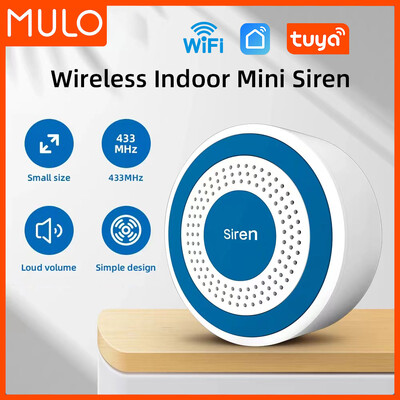 MULO Mini Alarm Siren Wireless 433MHz Sound & Light Σειρήνα στροβοσκόπιο εσωτερικού χώρου Σειρήνα υψηλών ντεσιμπέλ Κόρνα για Σύστημα συναγερμού ασφαλείας σπιτιού