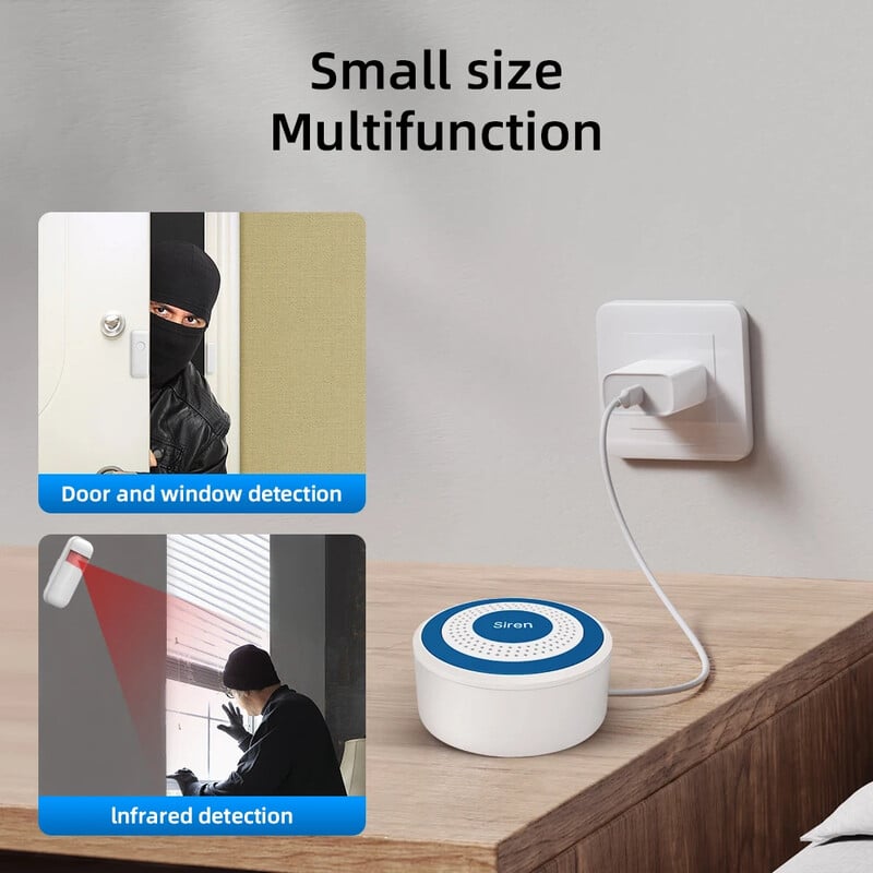 MULO Mini Alarm Sirena Bežični 433MHz Zvuk i Svjetlo Indoor Strobe Sirena Visoki Decibel Sirena Za Kućni Sigurnosni Alarmni Sustav