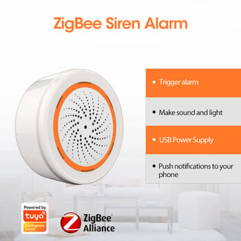 Tuya Zigbee WiFi Smart Siren Аларма Сензор Интелигентна защита на дома Сигурност Звук Светлинен сигнал Сирена Работи с Tuya Smart Life APP