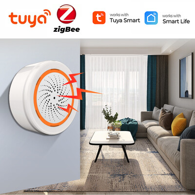 Tuya Zigbee WiFi Έξυπνος Αισθητήρας Συναγερμού Σειρήνας Έξυπνη Προστασία Ασφαλείας Σπίτι Η σειρήνα ειδοποίησης ήχου λειτουργεί με την εφαρμογή Tuya Smart Life