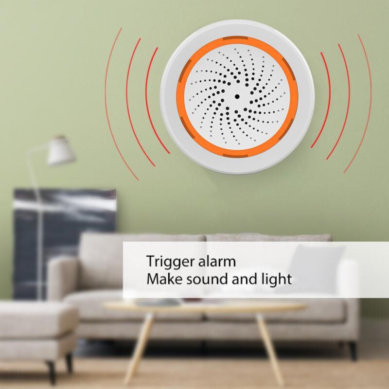 „Tuya Zigbee WiFi“ išmaniosios sirenos aliarmo jutiklis „Smart Home Security Apsauga“ Garso šviesos įspėjimo sirena veikia su „Tuya Smart Life“ programa