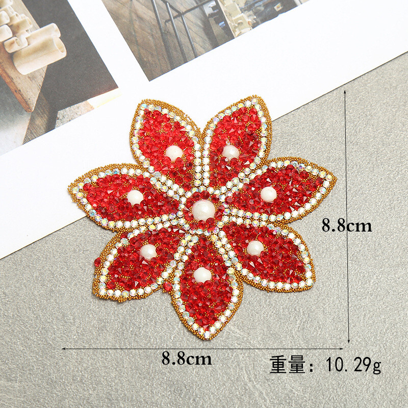 Jauns korejiešu stila rhinestones krāsa ziedu sveķu karstā dimanta karstā glezna DIY apģērbu aksesuāri ziedu auduma plāksteris