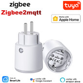 Tuya Smart Zigbee 3.0 maitinimo kištukas 16A EU Outlet 3680W matuoklis nuotolinio valdymo pultas Darbas su Tuya Hub Zigbee2mqtt ir namų asistentu