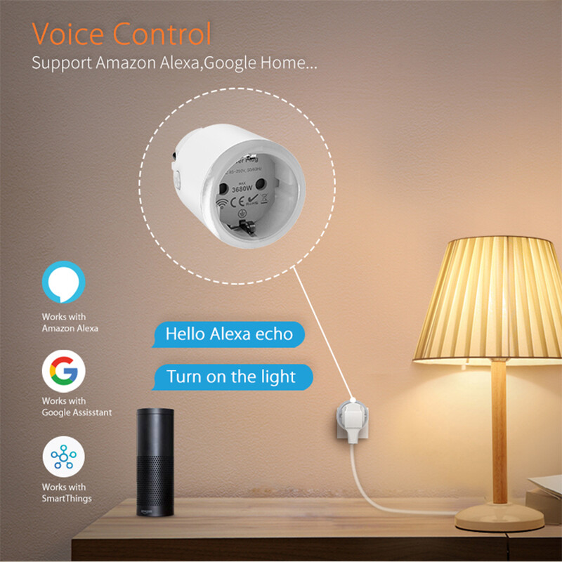 Tuya Smart Zigbee 3.0 maitinimo kištukas 16A EU Outlet 3680W matuoklis nuotolinio valdymo pultas Darbas su Tuya Hub Zigbee2mqtt ir namų asistentu