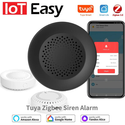 „Tuya Smart Siren“ signalizacija namų apsaugai su 100 dB garsiakalbiu, reikalinga „Tuya Zigbee Hub“ veikia su „Google Home Yandex Alice Alexa“