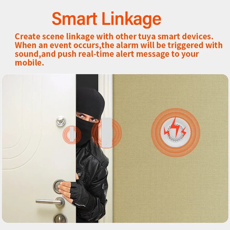 Alarmă cu sirenă inteligentă Tuya pentru securitatea acasă cu difuzor de 100 dB Necesită hub-ul Tuya Zigbee Funcționează cu Google Home Yandex Alice Alexa