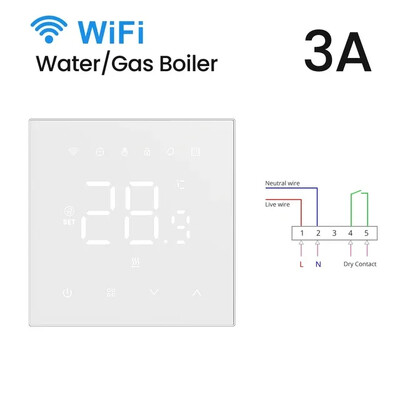 MIUCDA Tuya Wifi Inteligentný termostat Elektrický kúrenie Voda Plynový kotol Regulátor teploty pracuje s Google Home Alexa Alice
