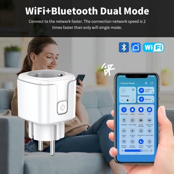 Ewelink Smart WiFi EU Plug 16A/20A гнездо с функция за синхронизиране на захранването Изход Гласово управление за Alexa Google Home Alice