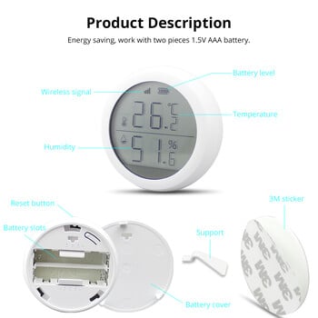 Сензор за температура и влажност Tuya Zigbee с LCD дисплей с батерия Сензор за аларма за сигурност на сцената за домашна автоматизация