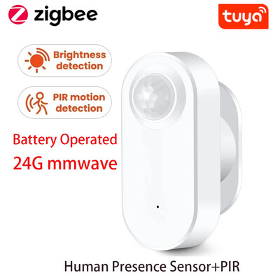 Tuya Zigbee Human Presence+ PIR judesio aptikimo jutiklis skaisčio detektorius veikia su baterija Palaikymas Zigbee2mqtt namų asistentas