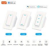 Tuya WiFi pametni prekidač za svjetlo, potrebna je neutralna žica, 110-240 V, 1/2/3 upravljačka ploča, rad s aplikacijom Smart Life&Tuya, Alexa i Google