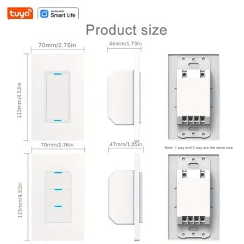 Tuya WiFi интелигентен превключвател за осветление, Нуждаете се от неутрален проводник, 110-240 V, 1/2/3 пътен контролен панел, Работа с Smart Life и приложението Tuya, Alexa и Google