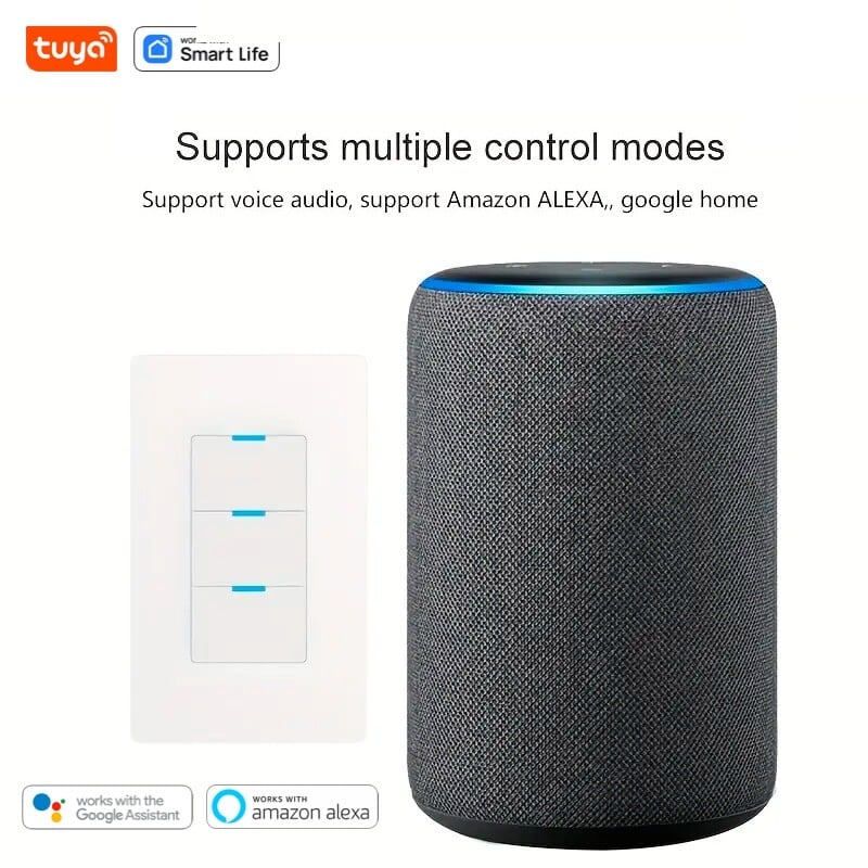 Tuya WiFi pametni prekidač za svjetlo, potrebna je neutralna žica, 110-240 V, 1/2/3 upravljačka ploča, rad s aplikacijom Smart Life&Tuya, Alexa i Google