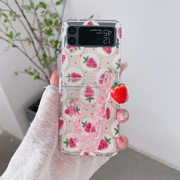 Θήκη κινητού τηλεφώνου Samsung zflip6 Flip Custom Simple Strawberry Fit για Galaxy Zflip3/4/5 Σετ τριών τεμαχίων Νέο