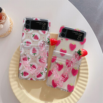 Θήκη κινητού τηλεφώνου Samsung zflip6 Flip Custom Simple Strawberry Fit για Galaxy Zflip3/4/5 Σετ τριών τεμαχίων Νέο