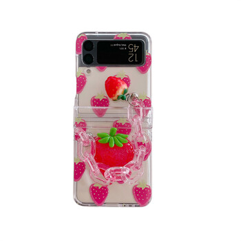 Θήκη κινητού τηλεφώνου Samsung zflip6 Flip Custom Simple Strawberry Fit για Galaxy Zflip3/4/5 Σετ τριών τεμαχίων Νέο