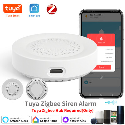 „Tuya Zigbee“ sirenos signalizacija, skirta išmaniųjų namų apsaugai 100 db garsiakalbis veikia su „Alexa Yandex Alice“, reikalingas „Tuya Zigbee Hub“.