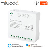 Modul comutator WiFi MIUCDA Tuya 4 canale Comutator inteligent 7-32V/85-250V RF 433 Releu de control de la distanta Functioneaza cu Alexa, Google Home