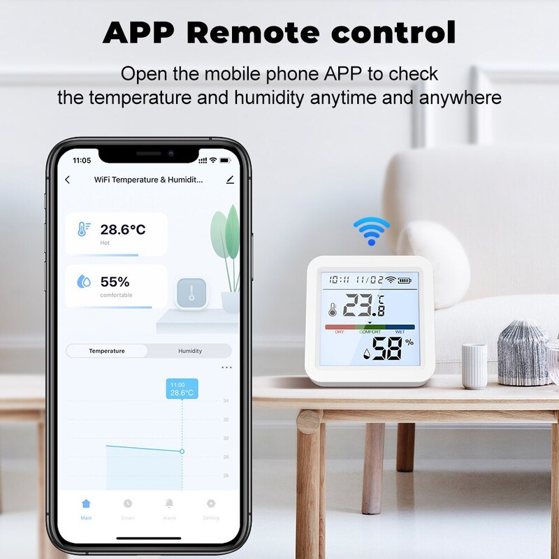Tuya Novi WiFi Senzor temperature i vlage Smart Life Pozadinsko osvjetljenje Higrometar Termometar Senzor Podrška Alexa Google Home Assistant