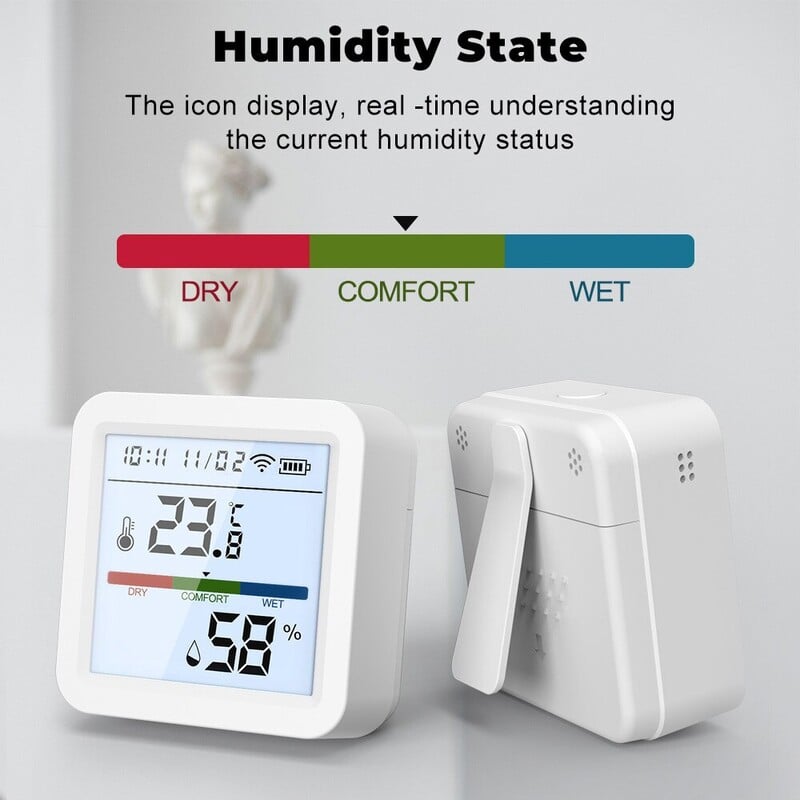 Tuya Novi WiFi Senzor temperature i vlage Smart Life Pozadinsko osvjetljenje Higrometar Termometar Senzor Podrška Alexa Google Home Assistant