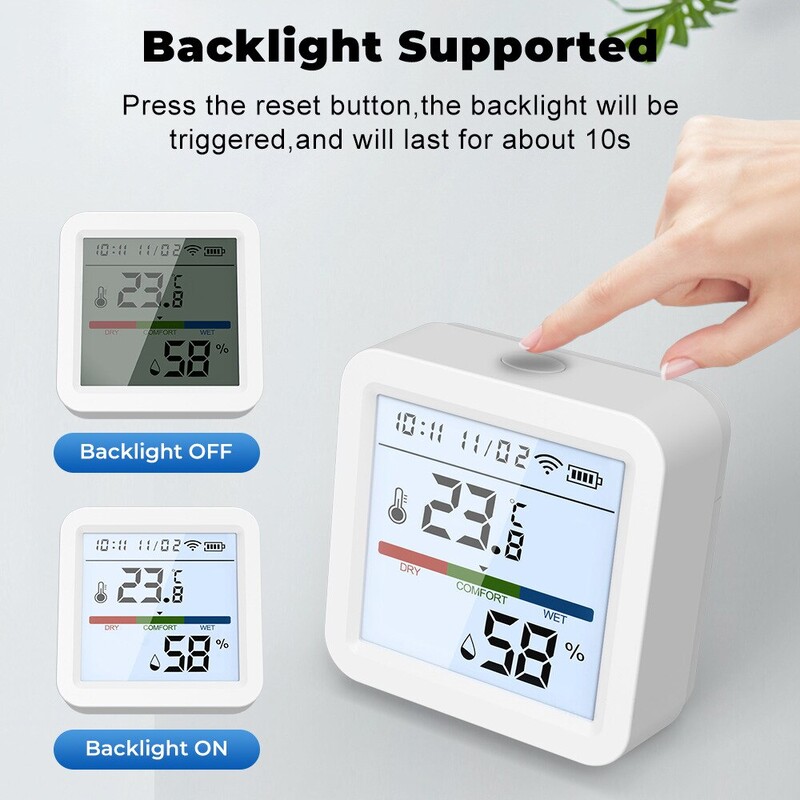 Tuya Novi WiFi Senzor temperature i vlage Smart Life Pozadinsko osvjetljenje Higrometar Termometar Senzor Podrška Alexa Google Home Assistant