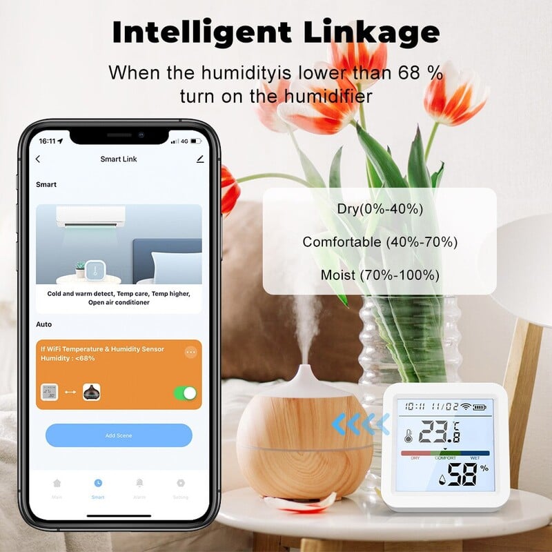 Tuya Novi WiFi Senzor temperature i vlage Smart Life Pozadinsko osvjetljenje Higrometar Termometar Senzor Podrška Alexa Google Home Assistant