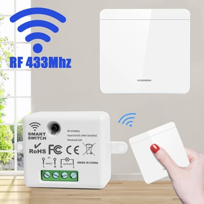 Έξυπνος διακόπτης WiFi για φωτισμό 16A RF433MHz Ασύρματη APP Φωνητικός έλεγχος Έξυπνο σπίτι Smart Life Work with Google Home