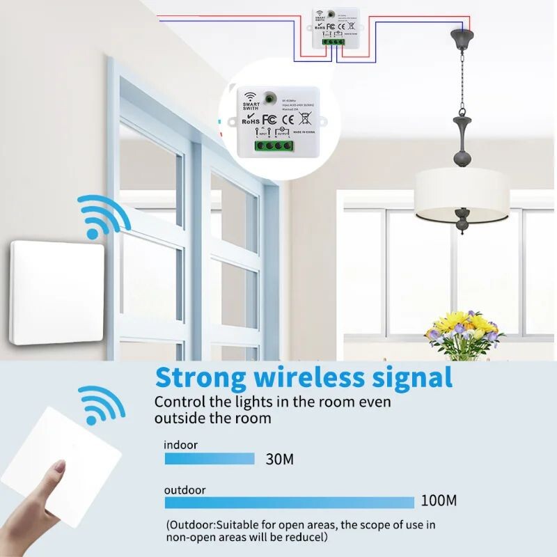 Inteligentný WiFi spínač pre osvetlenie 16A RF433MHz Bezdrôtové ovládanie hlasom pomocou aplikácie Inteligentná domácnosť Inteligentný život Práca s Google Home