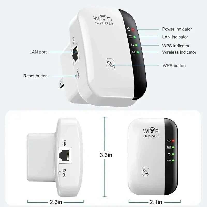 Wifi Repeater Ενισχυτής ασύρματου σήματος Εκτεταμένος ενισχυτής δικτύου EU US Home Router 300m Thro