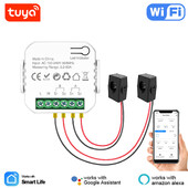Contor de energie WiFi Tuya Smart Life, 120A, bidirecțional, 2 canale, cu aplicație de clemă, monitorizare, export și import solar, putere AC110V/240V