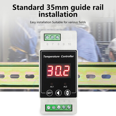 AC100-240V/DC 8-24V Din Rail Θερμοστάτης Ελεγκτής συναγερμού θερμοκρασίας Din Rail Mount Controller για θέρμανση ψύξης