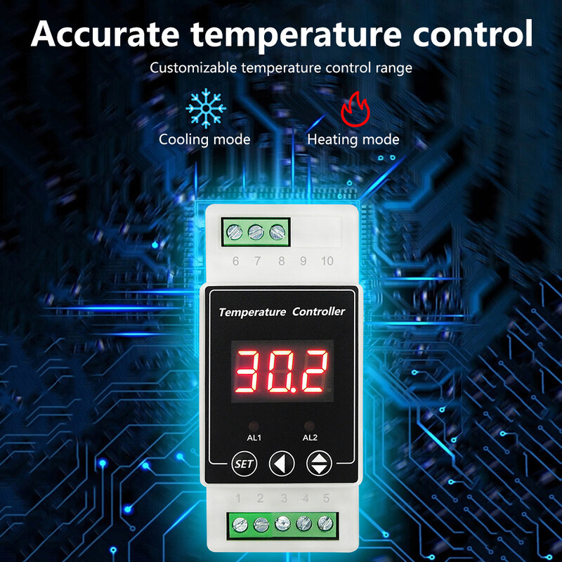 AC100-240V/DC 8-24V Termostat pe șină Din Controler pentru alarmă de temperatură Controler cu montare pe șină Din pentru încălzire Refrigerare