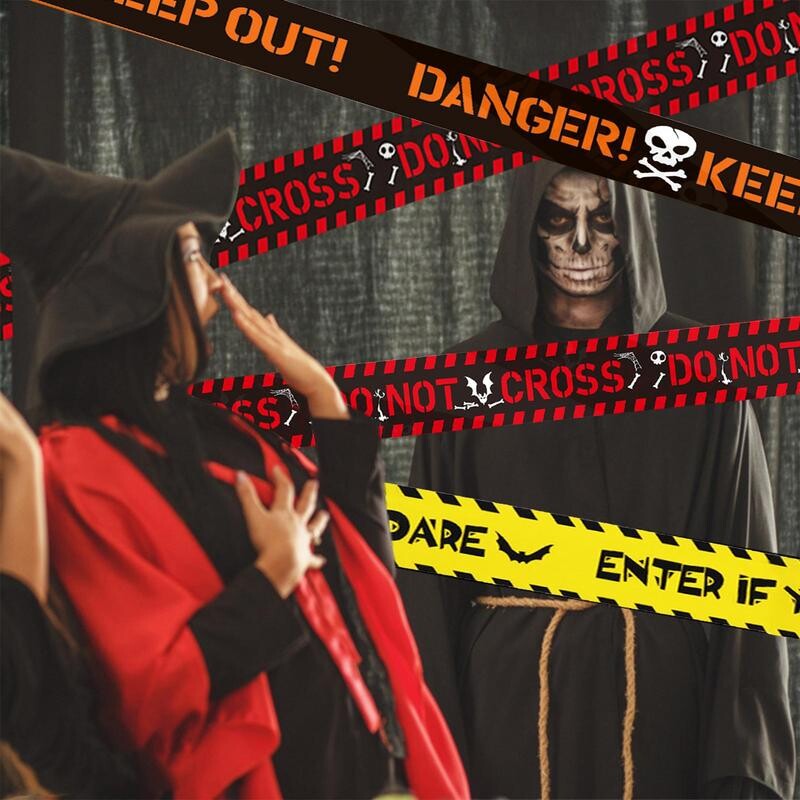 Helovino baimės juosta Įspėjamoji juosta Saugos ženklai Helovino pavojaus juosta Nusikaltimo scenos juosta Įspėjamoji juosta Helovino dekoracijos