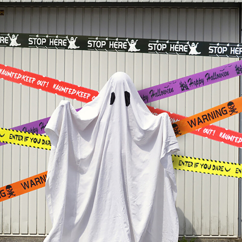 6m/9m Helovino įspėjamoji juosta Helovino rekvizitai Pavojingos linijos izoliavimo diržo ženklas Namų sodas Helovino dekoravimas