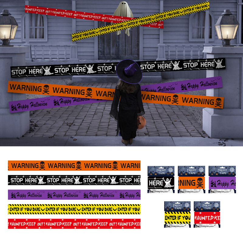 6m/9m Helovino įspėjamoji juosta Helovino rekvizitai Pavojingos linijos izoliavimo diržo ženklas Namų sodas Helovino dekoravimas