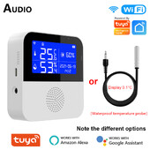 „Tuya Wifi“ temperatūros drėgmės jutiklio signalizacija „Smart Home“ vidaus lauko termometro detektorius, skirtas augalų akvariumo palaikymui „Alexa“