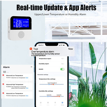Συναγερμός αισθητήρα υγρασίας θερμοκρασίας Tuya Wifi Smart Home Indoor Outdoor Thermometer για Υποστήριξη Ενυδρείου φυτών Alexa