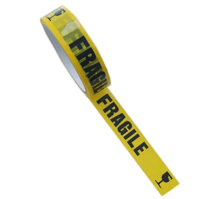 Bandă galbenă Bandă de avertizare Caracter negru FRAGIL Bandă de identificare a pericolului 2,4 cm*25 M Semne de avertizare Decorative Bandă adezivă