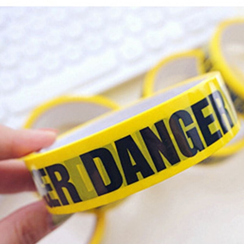 Geltona juostelė įspėjamoji juosta Juoda simbolių TRAPI pavojaus identifikavimo juosta 2,4 cm * 25 M Dekoravimo įspėjamieji ženklai Lipni juosta
