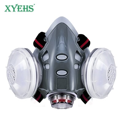 XYEHS pusės veido dulkių kaukės respiratorius su 2x dulkių filtravimo kasetėmis ir 2x dulkių filtru, medvilniniu TPE veido skydelio dangteliu Darbo sauga