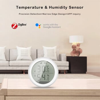 Tuya ZigBee Smart Home Сензор за температура и влажност с LED екран работи с Google Assistant и Tuya Zigbee Hub