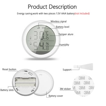 Tuya ZigBee Smart Home Сензор за температура и влажност с LED екран работи с Google Assistant и Tuya Zigbee Hub