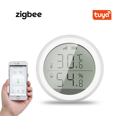 „Tuya ZigBee Smart Home“ temperatūros ir drėgmės jutiklis su LED ekranu veikia su „Google Assistant“ ir „Tuya Zigbee Hub“