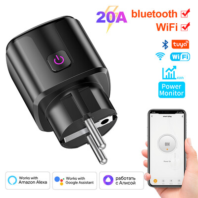 Tuya Smart Socket WIFI Bluetooth EU kištukas su stebėjimo laiko funkcija Smart Home elektroninis maitinimo lizdas Alexa Google Home