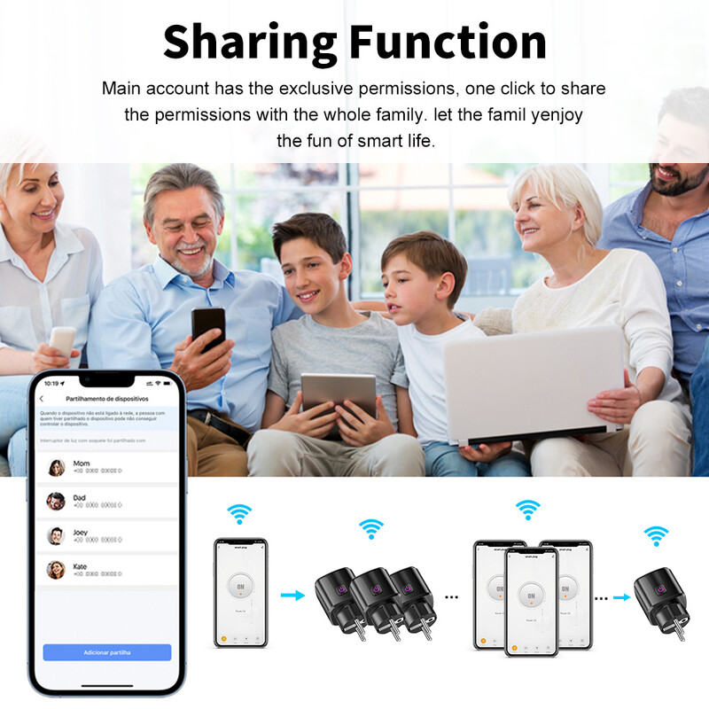 Priză inteligentă Tuya WIFI Bluetooth Priză UE cu funcție de sincronizare de monitorizare Smart Home Priză electronică Alexa Google Home